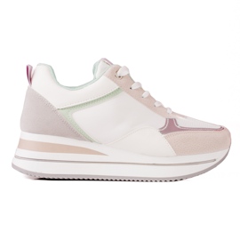 TRENDI Zapatillas con estilo en la plataforma blanco multicolor