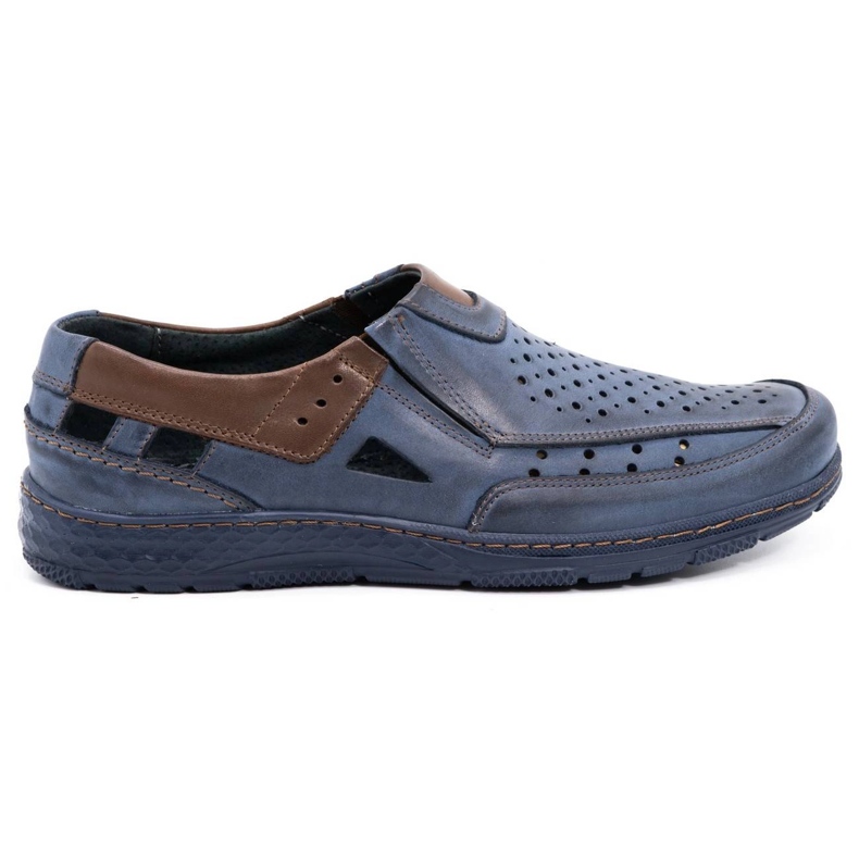 Olivier 893MP Zapatos hombre mocasín piel azul marino marrón