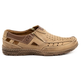 Olivier 893MP mocasines de piel marrón para hombre beige