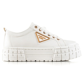 Goodin Zapatillas con cuero ecológico en la plataforma blanco