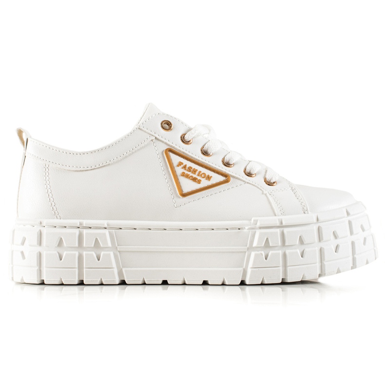 Goodin Zapatillas con cuero ecológico en la plataforma blanco