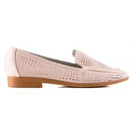 Goodin Mocasines de piel con estampado calado beige