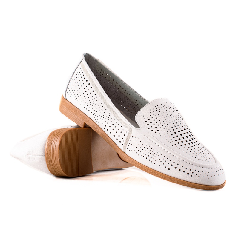 Goodin Mocasines de piel con estampado calado blanco Goodin Mocasines de piel con estampado calado blanco