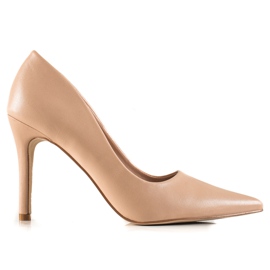 Goodin Tacones altos clásicos hechos de cuero ecológico. beige