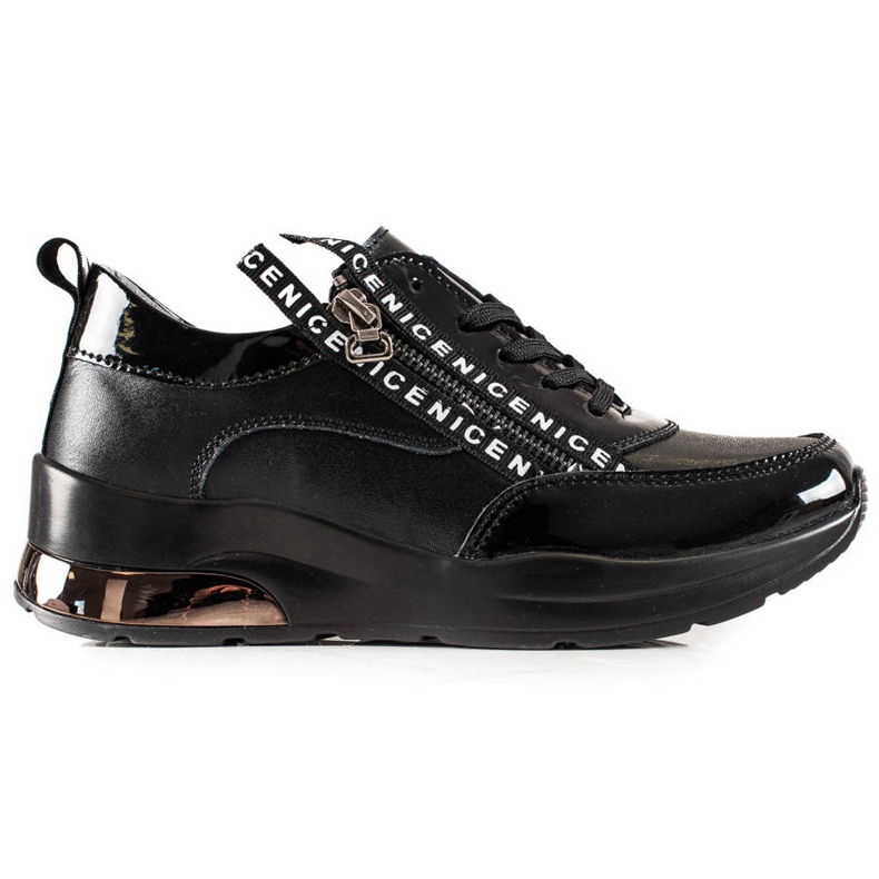 Goodin Zapatillas de cuero con cremallera negro