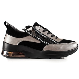 Goodin Zapatillas de cuero con cremallera negro