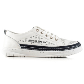 Goodin Zapatillas casual de cuero blanco