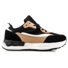 TRENDI Deportivas cómodas NEGRAS Y BEIGE negro