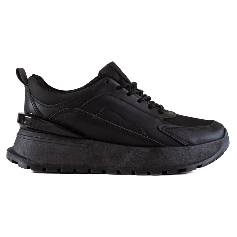 TRENDI Zapatillas de cuero ecológico negras negro