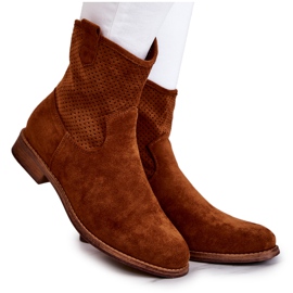 S.Barski Botas Mujer Ante Calado Camel Lemar marrón