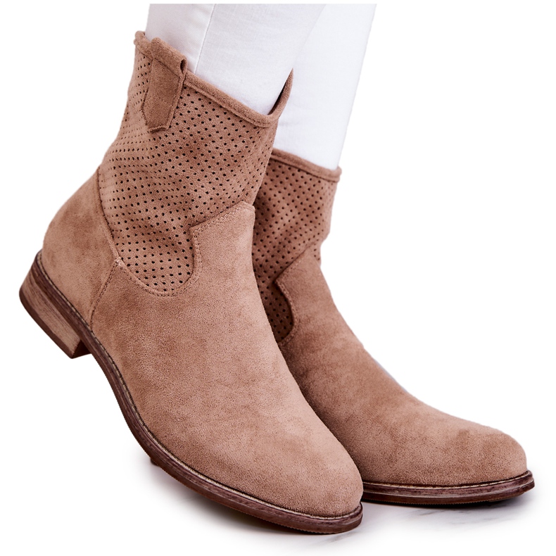 S.Barski Botas Mujer Ante Calado Beige Lemar