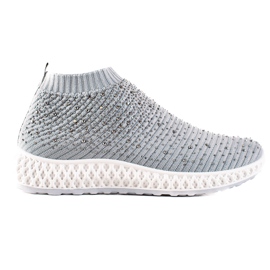 Goodin Zapatillas slip-on con cristales gris