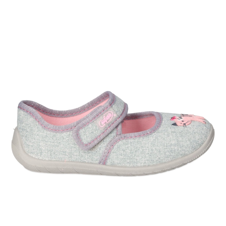 Zapatillas para niños de Befado con un gatito 955x006 rosado gris