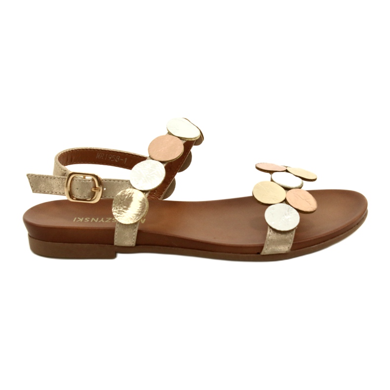 M.Daszyński Sandalias ruedas doradas Daszyński MR1958-1 Gold beige plata dorado