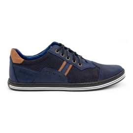 Polbut Zapato casual hombre 1801P nubuck azul marino / camel