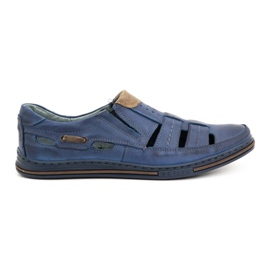 Polbut Zapatos hombre calados 06 para verano azul marino con marrón