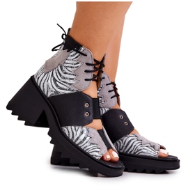 Maciejka 05321-03 Botines de Cuero Gris y Negro plata