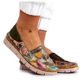 Mocasines de Mujer en Piel Maciejka 05434-09 Verde multicolor