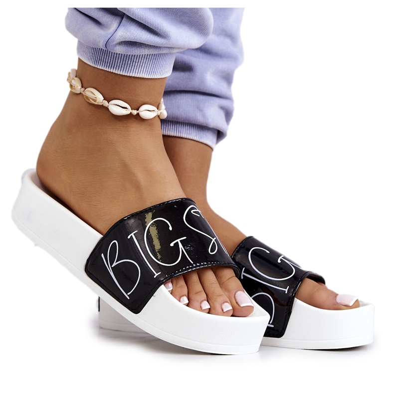 Pantuflas Mujer Goma Big Star JJ274A276 Blanco y Negro