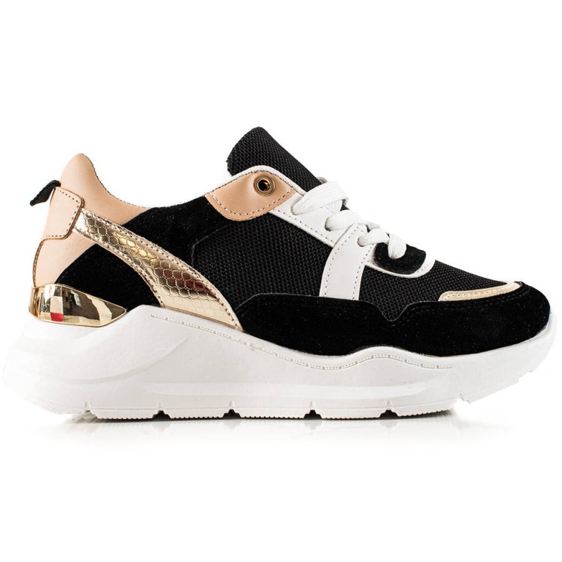 TRENDI Zapatillas con estilo negro dorado
