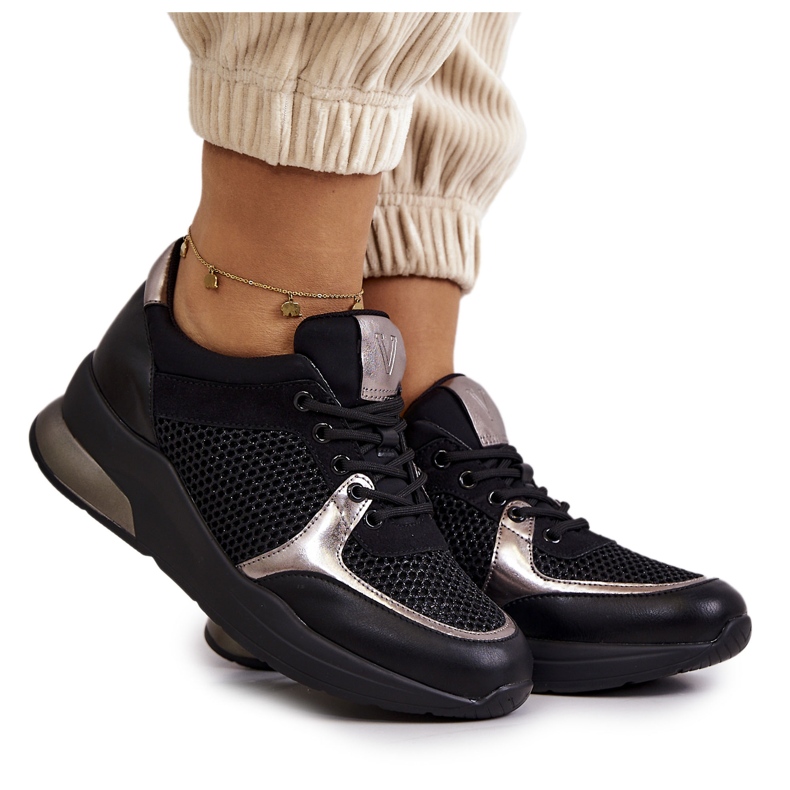 Vinceza Zapatos deportivos de moda Zapatillas de deporte para mujer Negro Danielle