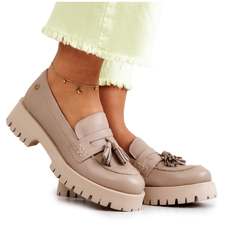 Zapatos mujer en piel Flecos Maciejka 05497-04 Beige