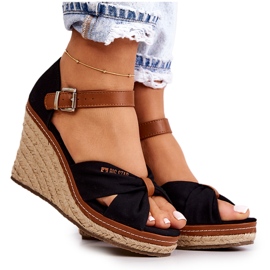 Sandalias Mujer Con Cuña Big Star JJ274937 Negro