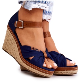 Sandalias Mujer Con Cuña Big Star JJ274938 Azul Marino