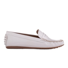 Marco Shoes Mocasines clásicos de piel suave blanco