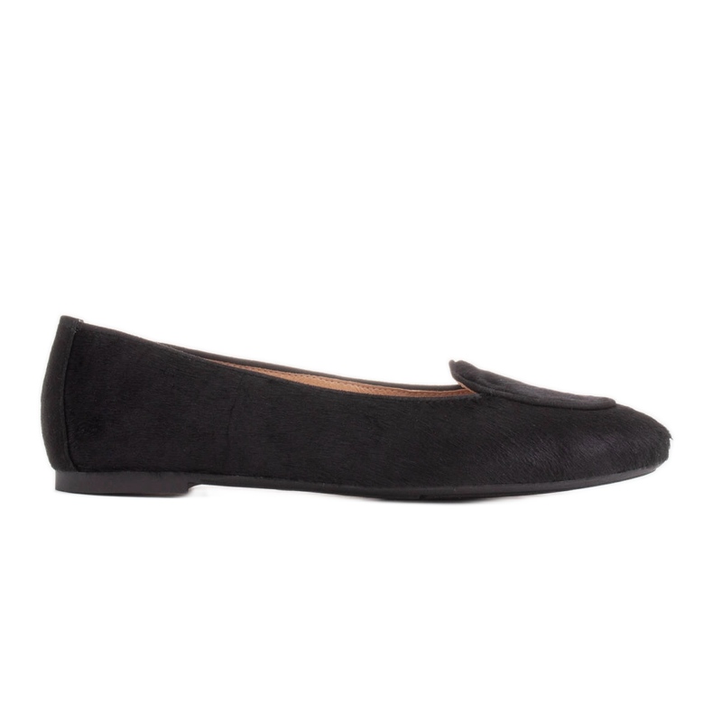 Marco Shoes Bailarinas de cuero con pelo negro