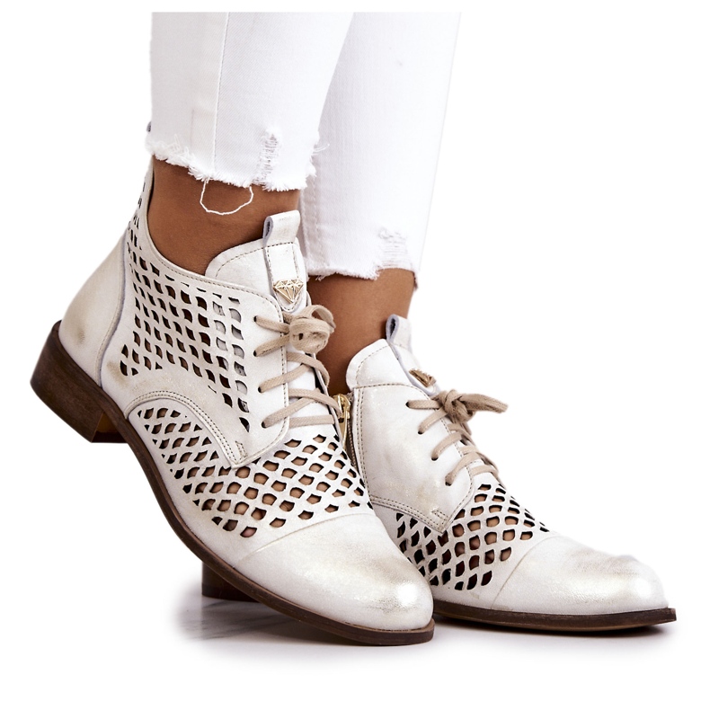 Botas Piel Caladas Nicole 2704/004 Blanco y Oro