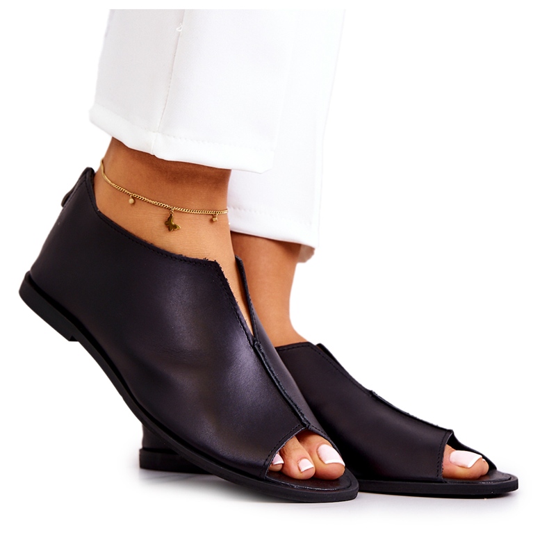Zapatos de piel con cremallera Nicole 2718/001 Negro