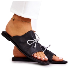 Pantuflas Mujer en Piel Nicole 2659/001 Negro