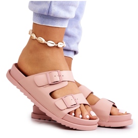 S.Barski Zapatillas De Goma Con Hebilla Rosa Corina