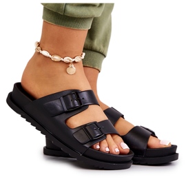 S.Barski Pantuflas De Goma Corina Negras Con Hebilla negro