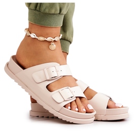 S.Barski Zapatillas De Goma Con Hebilla Beige Corina