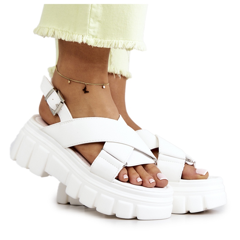 PE1 Sandalias De Cuero Con Plataforma Betti Blanco