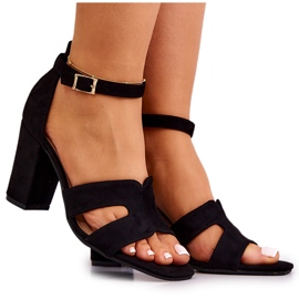 Sandalias de tacón negras de gamuza de moda Aubrey negro
