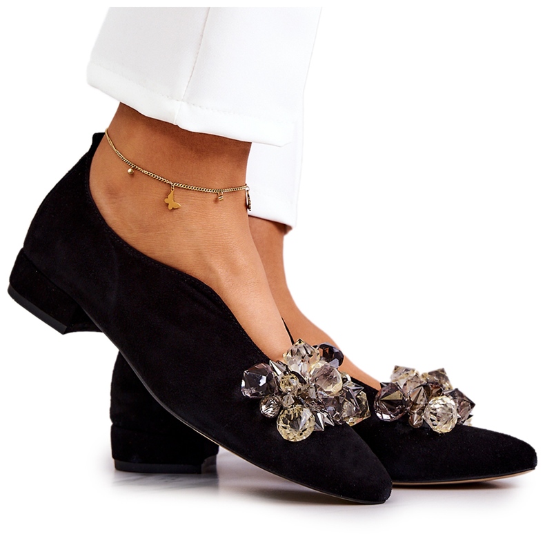 PA2 Zapatos Elegantes De Ante Con Adorno McQueen Negro