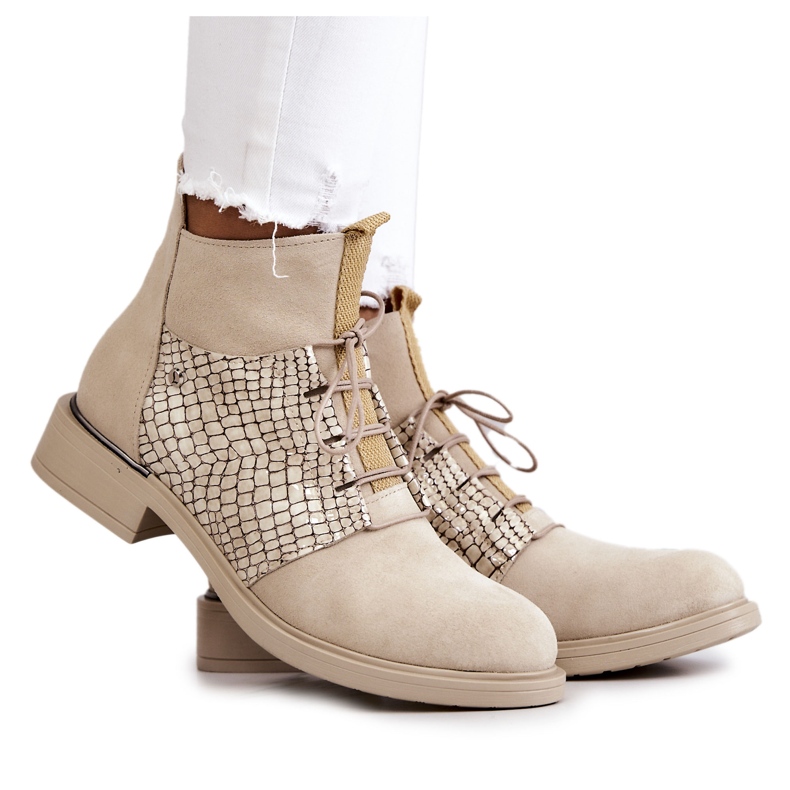 Lemar Botines Mujer Ante Serpiente Beige Claro Sonroe