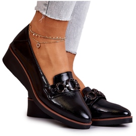 Vinceza Zapatos Cuña Charol Melodías Negras negro
