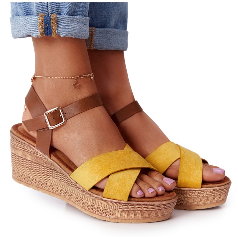 Sandalias Amarillas Con Cuña S.Barski GD-38 marrón amarillo