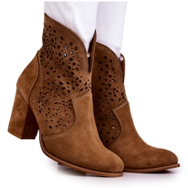 Botas caladas Lewski Shoes 3166 Camel beige marrón