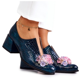 PA2 Brogues de cuero con estampado de cocodrilo y decoración verde Delaver