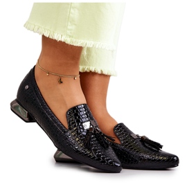Vinceza Mocasines Lacados Estampado Cocodrilo Con Flecos Pharell Negros Vinceza Mocasines Lacados Estampado Cocodrilo Con Flecos Pharell Negros