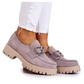 La.Fi Mocasines De Ante De Moda Gris Claro Rayhan