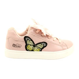 Zapatillas de deporte de deportes rosa de chicas con arco y mariposa American Club ES64