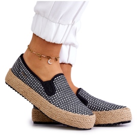 Zapatillas Trenzadas Mujer Slip On Big Star JJ274395 Negro blanco
