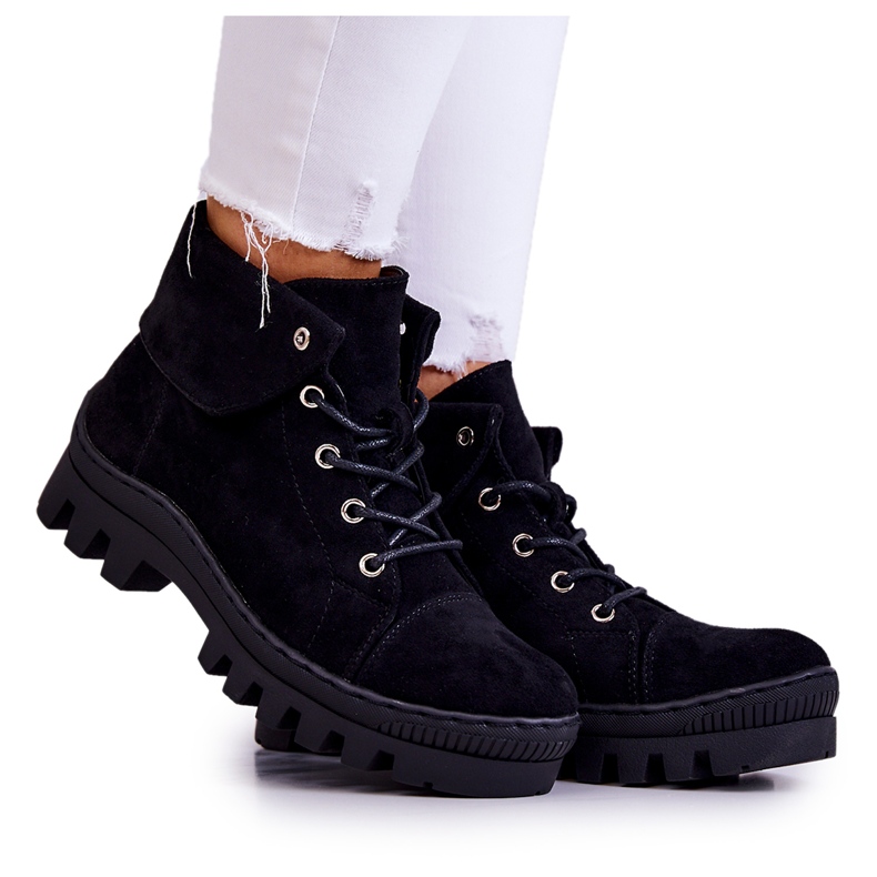 S.Barski Botas Ante Atadas Negro Dalles