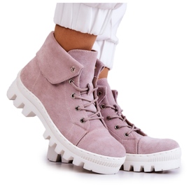 S.Barski Botas Ante Atadas Morado Claro Dalles púrpura